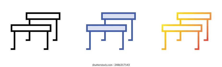 icono de valla. Diseño de estilo de relleno lineal, azul y degradado aislado sobre fondo blanco