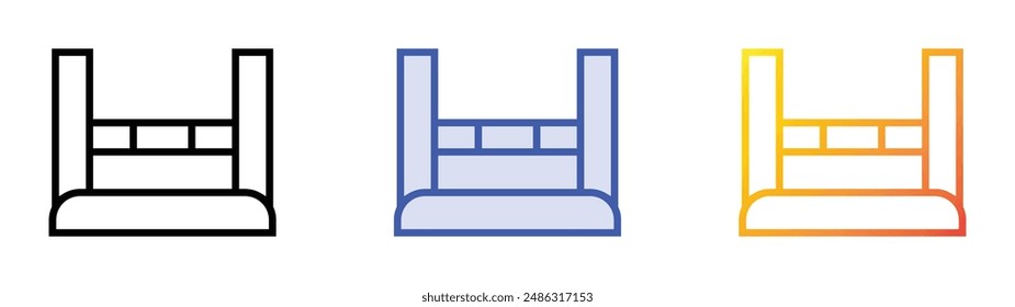 Hürdensymbol. Lineares, blaues Füllungs- und Verlaufsstil-Design auf weißem Hintergrund