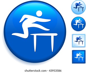 Hurdle Icon on Internet Button Original Vector Illustration