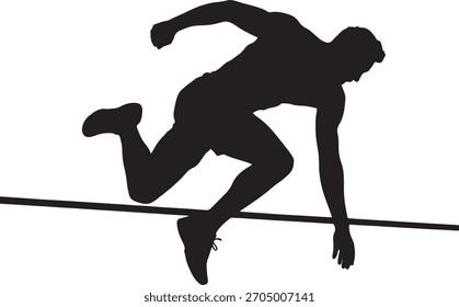Hurdle Jump Athlete Silhouette Vector Running Track Sport Action Competitive Training Illustration