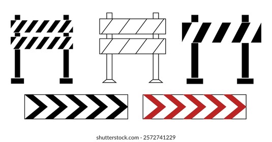 Hurdle roadblock sign, safety protectot icon, symbol. Boundary fence, equipment. security system. Road barrier.