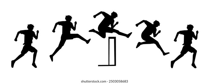Hurdler silhouette collection set. Vector illustration.