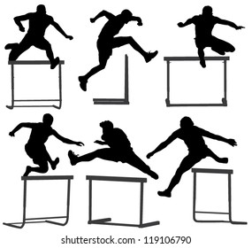 Hurdler Silhouette on white background