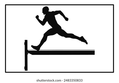 Hurdler Silhouette on white background 