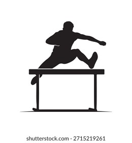 Hurdler silhouette vector flat illustration on white background