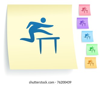 Hurdles Icon auf Post It Note Paper Collection Original Illustration