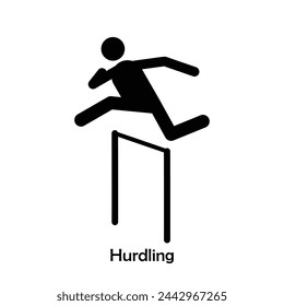 Hurdling flat black icon vector isolated on white background