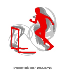 Hurdling man race vector background abstract concept isolated on white