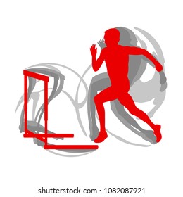 Hurdling man race vector background abstract concept isolated on white