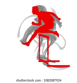 Hurdling man race vector background abstract concept isolated on white