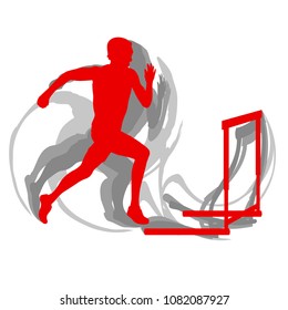 Hurdling man race vector background abstract concept isolated on white
