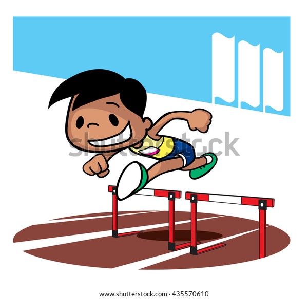 Hurdling Race Competition Cartoon Character Vector Stock Vector ...