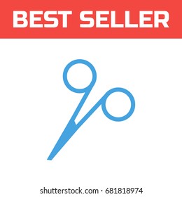 hurgical scissors icon . Single high quality outline symbol for web design or mobile app. Thin line sign for design logo. Blue pictogram on white background. Vector illustration.