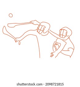Hurling line art on white background. Abstract vector hurling symbol stock illustration
