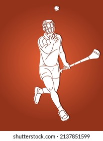 Hurling Player Action Cartoon Graphic Vector