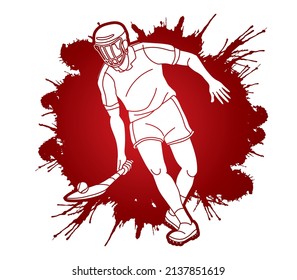 Hurling Player Action Cartoon Graphic Vector