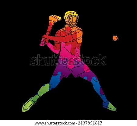 Hurling Player Action Cartoon Graphic Vector