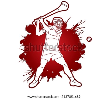 Hurling Player Action Cartoon Graphic Vector