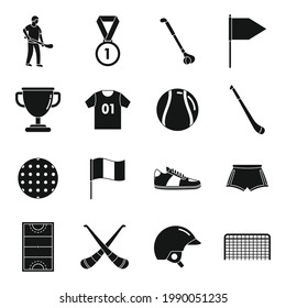 Hurling sport icons set. Simple set of hurling sport vector icons for web design on white background