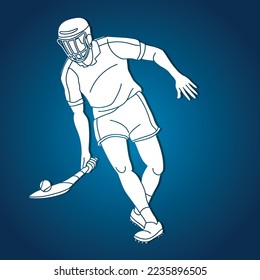 Hurling Sport Player Action Cartoon Graphic Vector