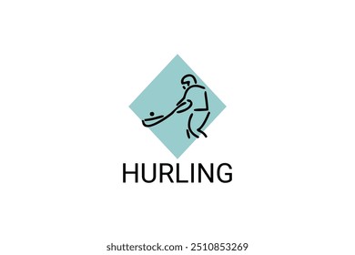 hurling sport vector line icon. an athlete playing hurling. sport pictogram, vector illustration.
