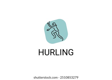 hurling sport vector line icon. an athlete playing hurling. sport pictogram, vector illustration.