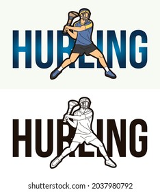 Hurling Text with Sport Player Graphic Vector