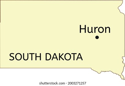 Huron city location on South Dakota state map