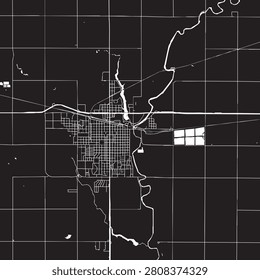 Huron South Dakota city map vector illustration. Black and white street map of Huron SD USA