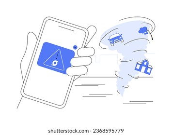 Hurricane alarm abstract concept vector illustration. Person getting notification about hurricane on smartphone, ecology industry, environmental problem and modern technology abstract metaphor.