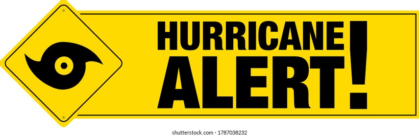 Hurricane alert banner with sign.