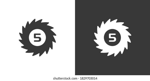 Hurricane. Category five. Fifth rate. Isolated icon on black and white background. Weather vector illustration