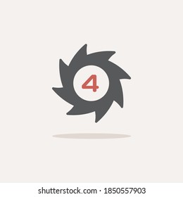 Hurricane. Category four. Fourth rate. Color icon with shadow. Weather vector illustration
