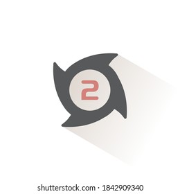 Hurricane. Category two. Second rate. Isolated color icon. Weather and map vector illustration