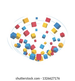 A hurricane of colored cubes. 3D. Vector illustration. eps 8.