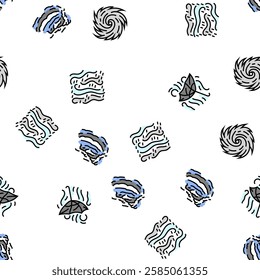 hurricane cyclone storm wind vector seamless pattern thin line illustration