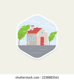 Hurricane disaster flat vector illustration. Tropical disaster and a sign of catastrophe and warning