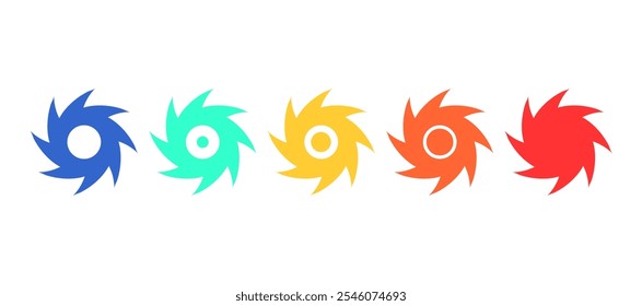 Design de símbolo de desastre de furacão no conjunto. Ilustração para informação, educação, aviso, publicidade