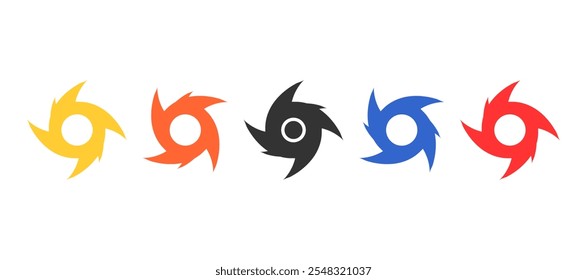 Hurricane disaster symbol design in set. Illustration for information, education, warning, advertising