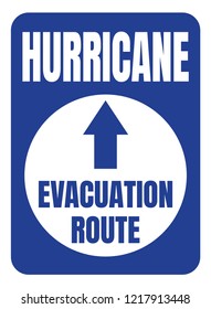 Hurricane Evacuation Route Road Sign Blue Rectangle White Circle