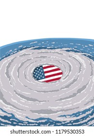 Hurricane Florence On USA Flag