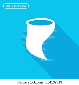 hurricane icon illustration isolated vector sign symbol in long shadow style on blue background
