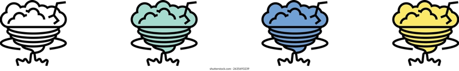 hurricane icon. Outline, Green, Blue and Yellow Style Design Isolated On White Background