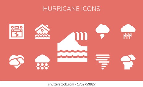 hurricane icon set. 9 filled hurricane icons.  Simple modern icons such as: Tsunami, Hail, Disaster, Storm, Earthquake, Tornado