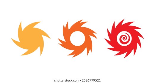 Hurricane icon set. Progressive geometrical shapes of a whirl. Vector illustration