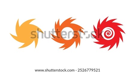 Hurricane icon set. Progressive geometrical shapes of a whirl. Vector illustration