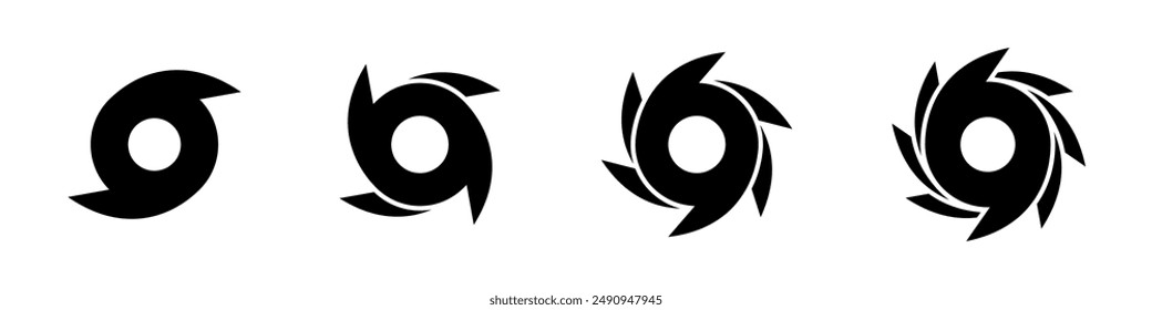 Hurricane icon set. Tornado, hurricane symbols collection. Storm, typhoon vector icons. EPS 10