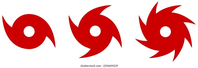 Hurricane Icon Set. Whirlwind, tornado signs. Vector Illustration
