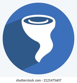 Hurricane Icon in trendy long shadow style isolated on soft blue background