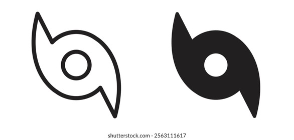 Hurricane icons in black line and filled versions